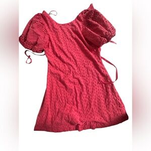 Free People Red Eyelet Blouse